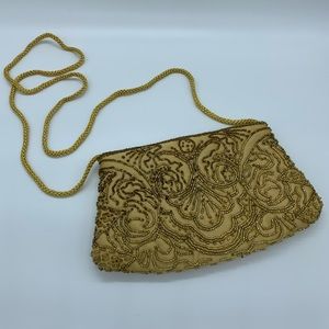 🌟NWOT VALERIE STEVENS GOLD BEADED EVENING BAG